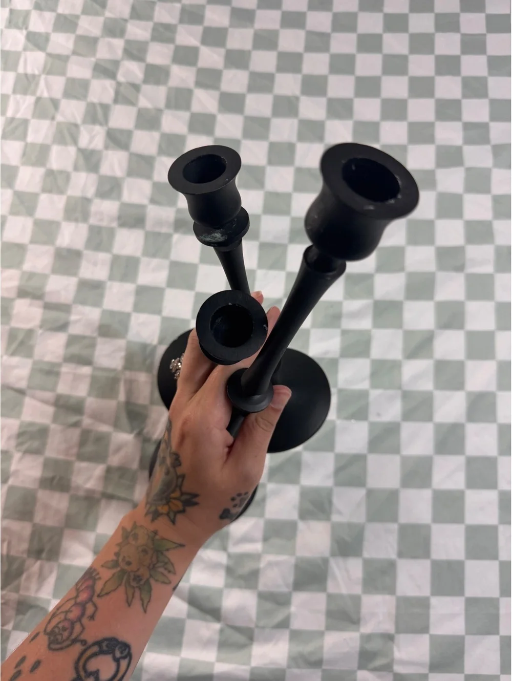 IKEA Black Metal Triple Candle Holder